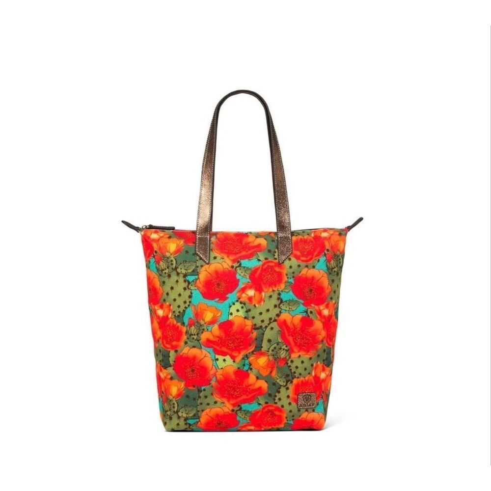 Ariat Prickly Pear Cactus Tote Bag Western Multicolor Leather Handles NEW